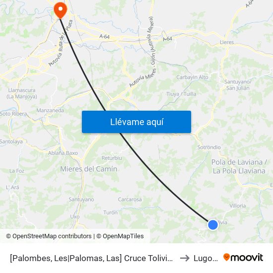 [Palombes, Les|Palomas, Las]  Cruce Tolivia [Cta 01331] to Lugones map