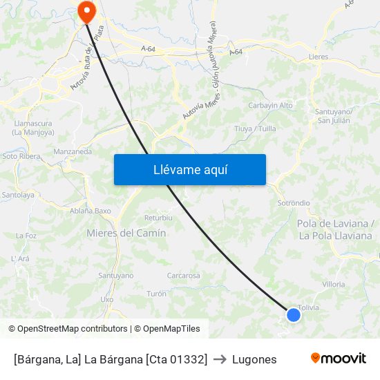 [Bárgana, La]  La Bárgana [Cta 01332] to Lugones map