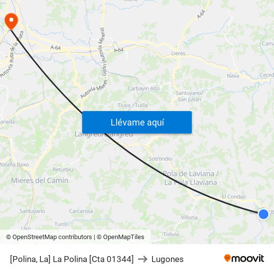 [Polina, La]  La Polina [Cta 01344] to Lugones map