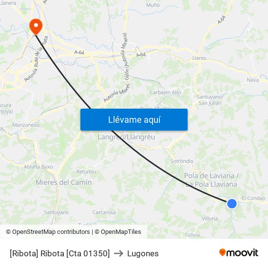 [Ribota]  Ribota [Cta 01350] to Lugones map