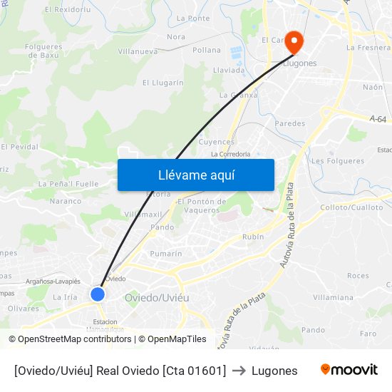 [Oviedo/Uviéu]  Real Oviedo [Cta 01601] to Lugones map