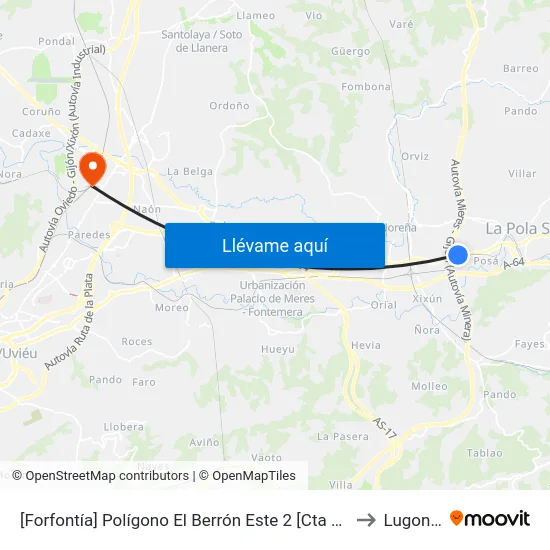 [Forfontía]  Polígono El Berrón Este 2 [Cta 02033] to Lugones map