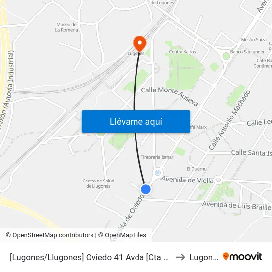 [Lugones/Llugones]  Oviedo 41 Avda [Cta 02051] to Lugones map