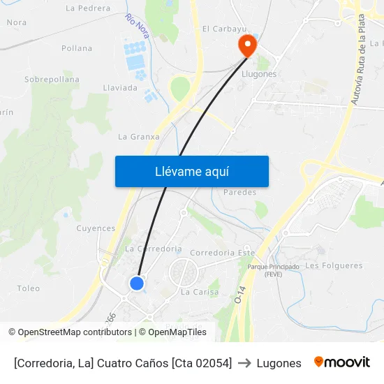 [Corredoria, La]  Cuatro Caños [Cta 02054] to Lugones map