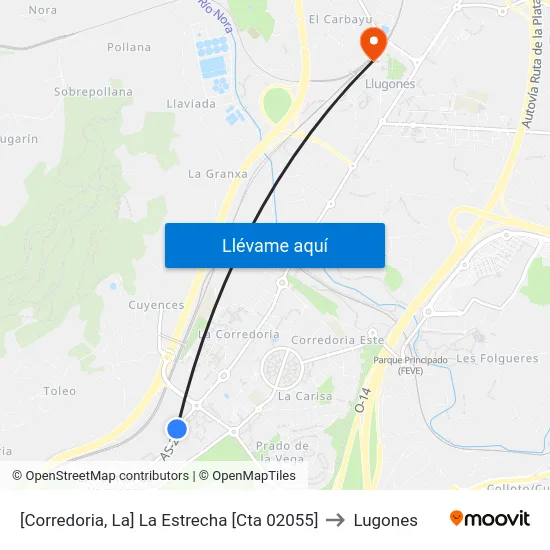 [Corredoria, La]  La Estrecha [Cta 02055] to Lugones map