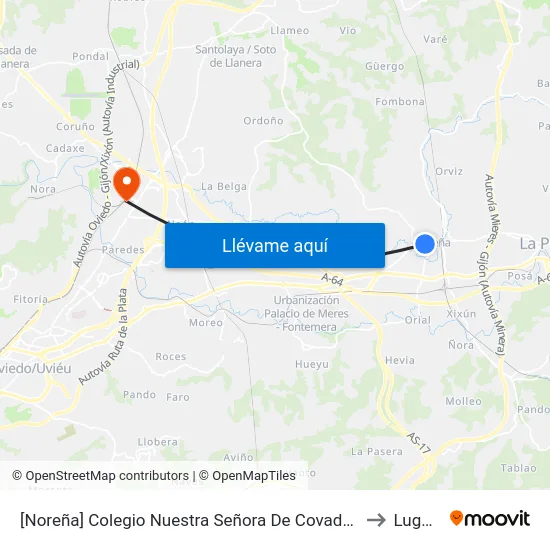 [Noreña]  Colegio Nuestra Señora De Covadonga [Cta 02090] to Lugones map