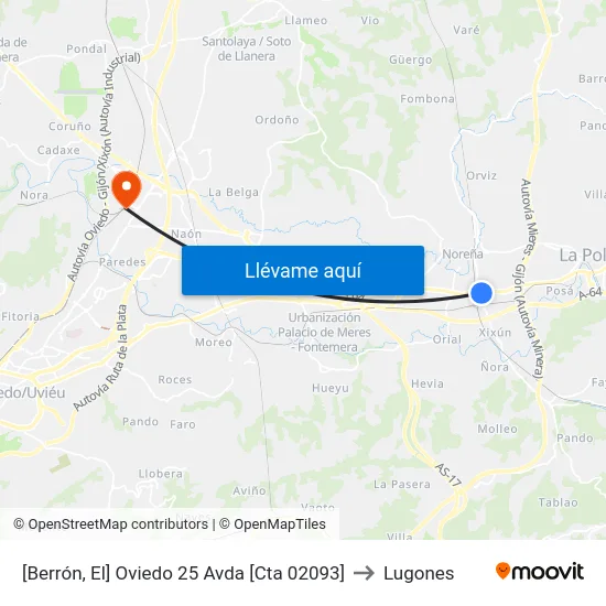 [Berrón, El]  Oviedo 25 Avda [Cta 02093] to Lugones map