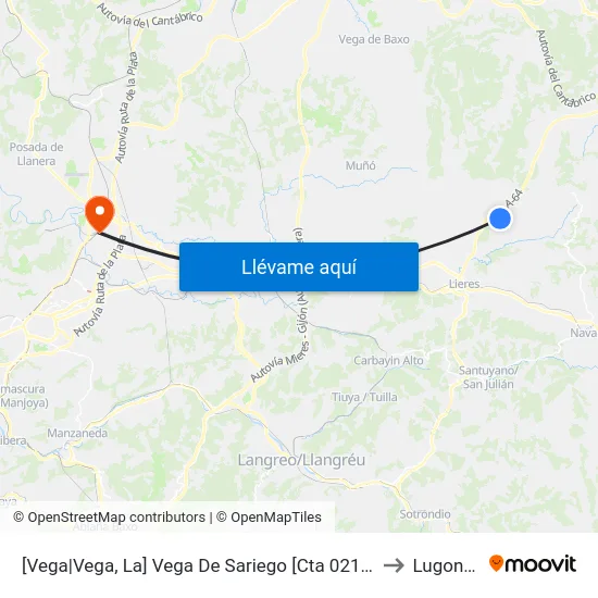 [Vega|Vega, La]  Vega De Sariego [Cta 02109] to Lugones map