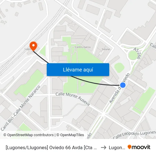 [Lugones/Llugones]  Oviedo 66 Avda [Cta 02292] to Lugones map