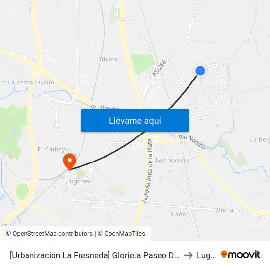 [Urbanización La Fresneda]  Glorieta Paseo De Las Bicicletas [Cta 02338] to Lugones map