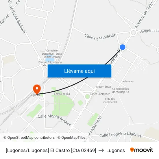 [Lugones/Llugones]  El Castro [Cta 02469] to Lugones map