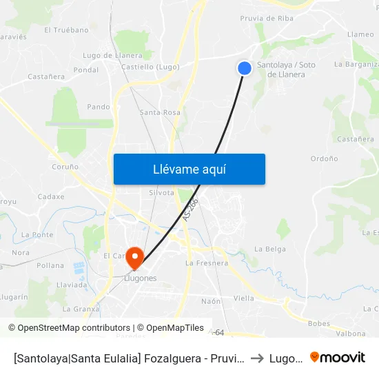 [Santolaya|Santa Eulalia]  Fozalguera - Pruvia [Cta 02959] to Lugones map