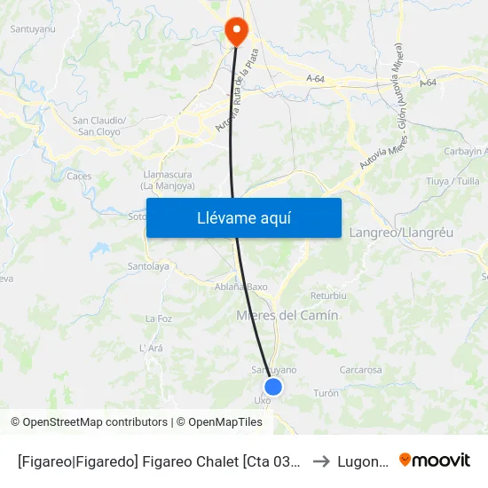 [Figareo|Figaredo]  Figareo Chalet [Cta 03212] to Lugones map