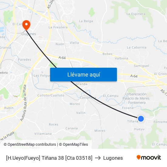 [H.Ueyo|Fueyo]  Tiñana 38 [Cta 03518] to Lugones map