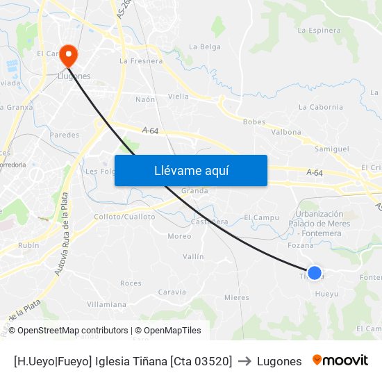 [H.Ueyo|Fueyo]  Iglesia Tiñana [Cta 03520] to Lugones map