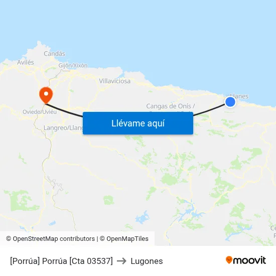 [Porrúa]  Porrúa [Cta 03537] to Lugones map