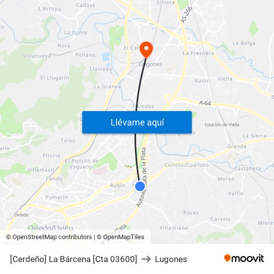 [Cerdeño]  La Bárcena [Cta 03600] to Lugones map