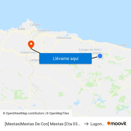 [Mestas|Mestas De Con]  Mestas [Cta 03619] to Lugones map