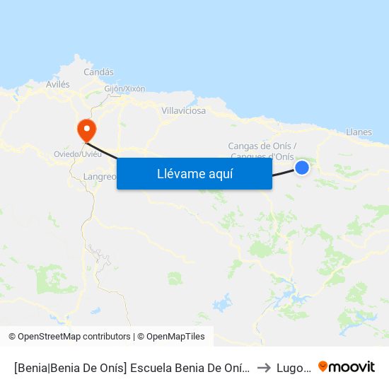 [Benia|Benia De Onís]  Escuela Benia De Onís [Cta 03627] to Lugones map
