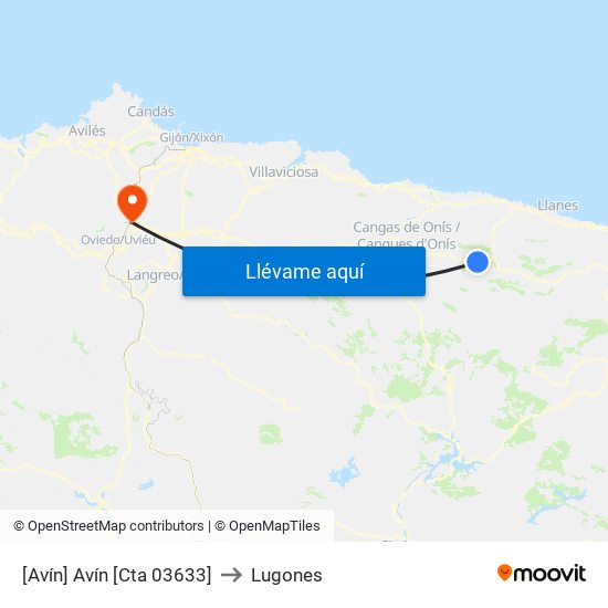 [Avín]  Avín [Cta 03633] to Lugones map