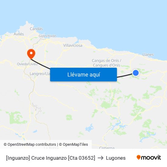 [Inguanzo]  Cruce Inguanzo [Cta 03652] to Lugones map