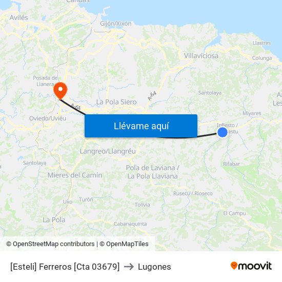 [Esteli]  Ferreros [Cta 03679] to Lugones map