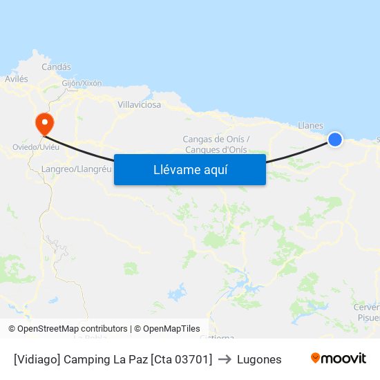 [Vidiago]  Camping La Paz [Cta 03701] to Lugones map