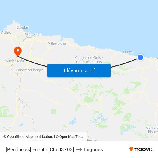 [Pendueles]  Fuente [Cta 03703] to Lugones map