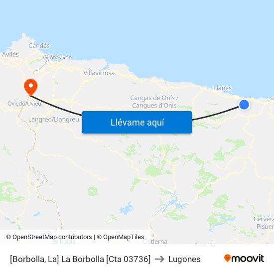 [Borbolla, La]  La Borbolla [Cta 03736] to Lugones map