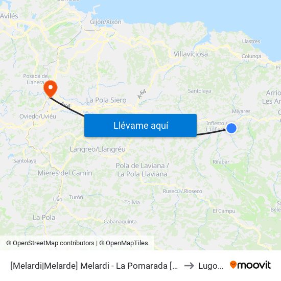 [Melardi|Melarde]  Melardi - La Pomarada [Cta 03745] to Lugones map
