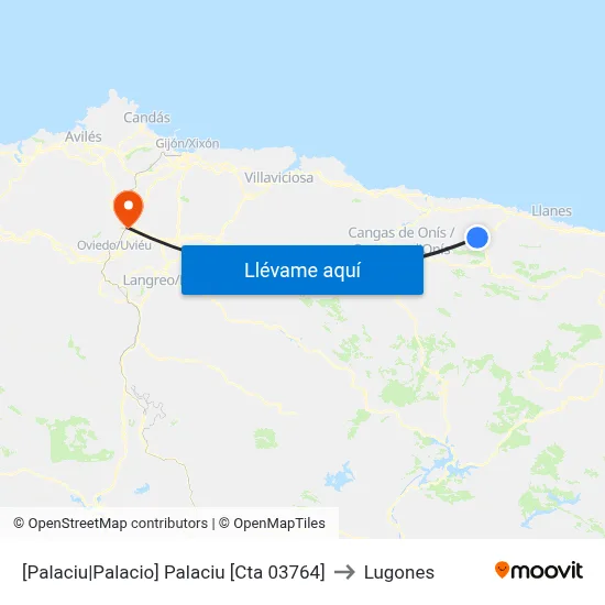 [Palaciu|Palacio]  Palaciu [Cta 03764] to Lugones map
