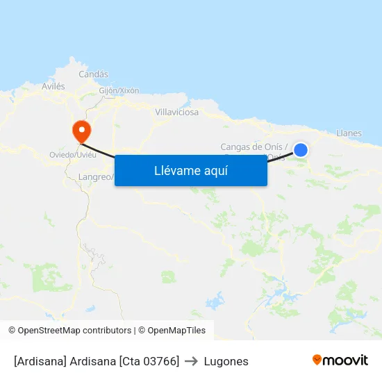 [Ardisana]  Ardisana [Cta 03766] to Lugones map