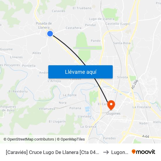 [Caraviés]  Cruce Lugo De Llanera [Cta 04142] to Lugones map