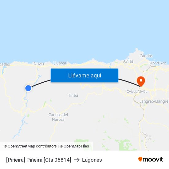 [Piñeira]  Piñeira [Cta 05814] to Lugones map