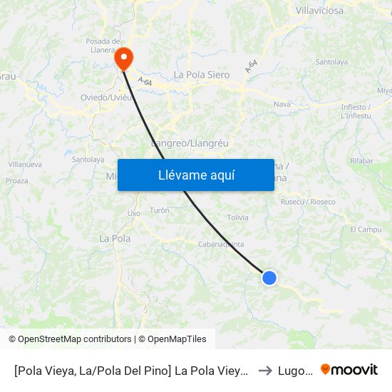 [Pola Vieya, La/Pola Del Pino]  La Pola Vieya [Cta 05887] to Lugones map