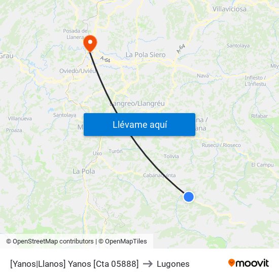 [Yanos|Llanos]  Yanos [Cta 05888] to Lugones map