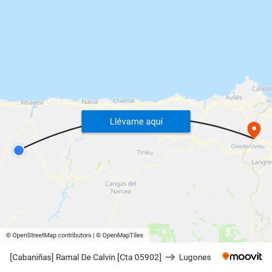 [Cabaniñas]  Ramal De Calvín [Cta 05902] to Lugones map