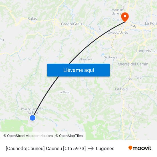 [Caunedo|Caunéu]  Caunéu [Cta 5973] to Lugones map