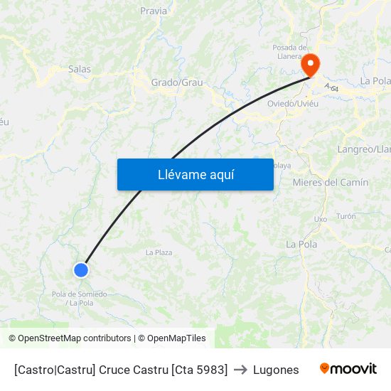 [Castro|Castru]  Cruce Castru [Cta 5983] to Lugones map