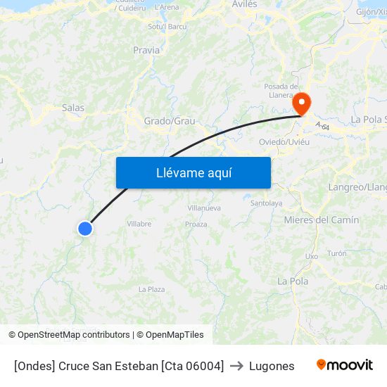 [Ondes]  Cruce San Esteban [Cta 06004] to Lugones map