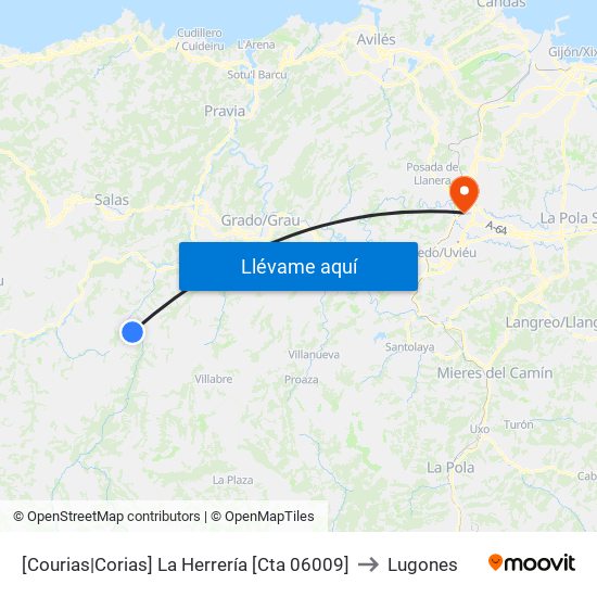 [Courias|Corias]  La Herrería [Cta 06009] to Lugones map