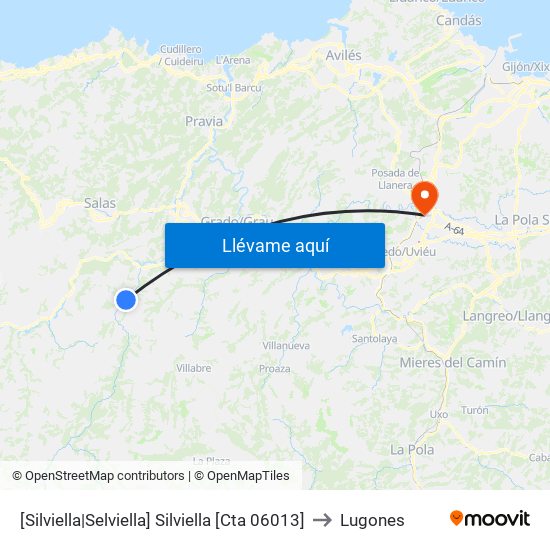 [Silviella|Selviella]  Silviella [Cta 06013] to Lugones map