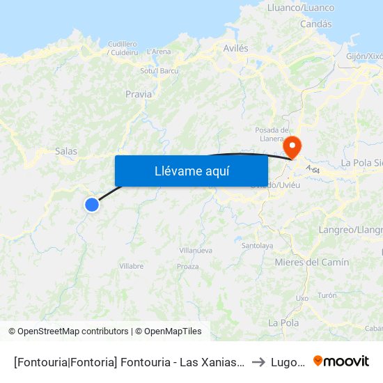 [Fontouria|Fontoria]  Fontouria - Las Xanias [Cta 06019] to Lugones map