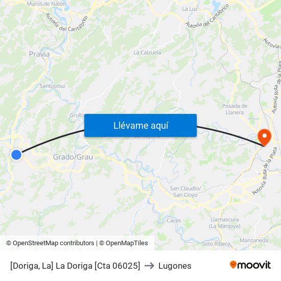 [Doriga, La]  La Doriga [Cta 06025] to Lugones map