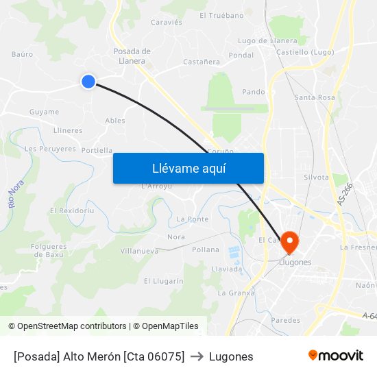 [Posada]  Alto Merón [Cta 06075] to Lugones map