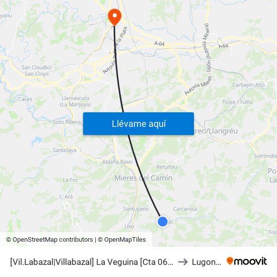 [Vil.Labazal|Villabazal]  La Veguina [Cta 06131] to Lugones map