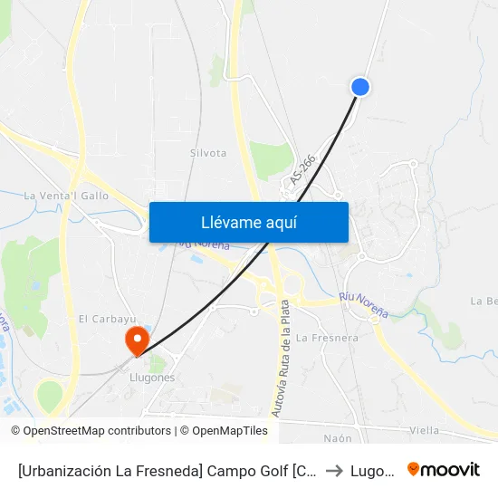 [Urbanización La Fresneda]  Campo Golf [Cta 06464] to Lugones map