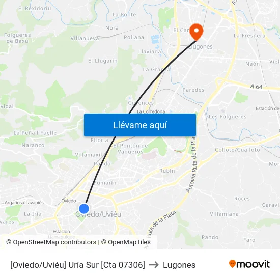 [Oviedo/Uviéu]  Uría Sur [Cta 07306] to Lugones map