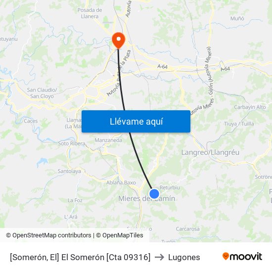 [Somerón, El]  El Somerón [Cta 09316] to Lugones map