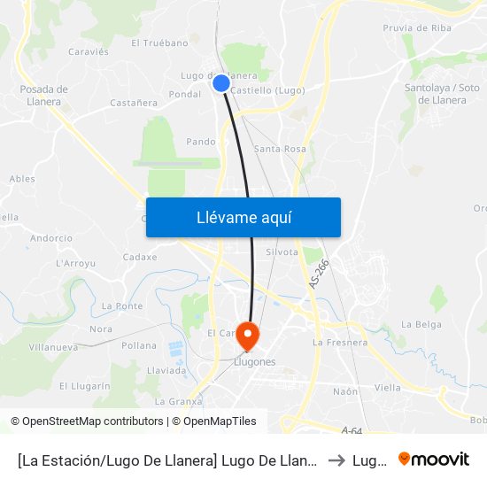[La Estación/Lugo De Llanera]  Lugo De Llanera - Cabina [Cta 12584] to Lugones map